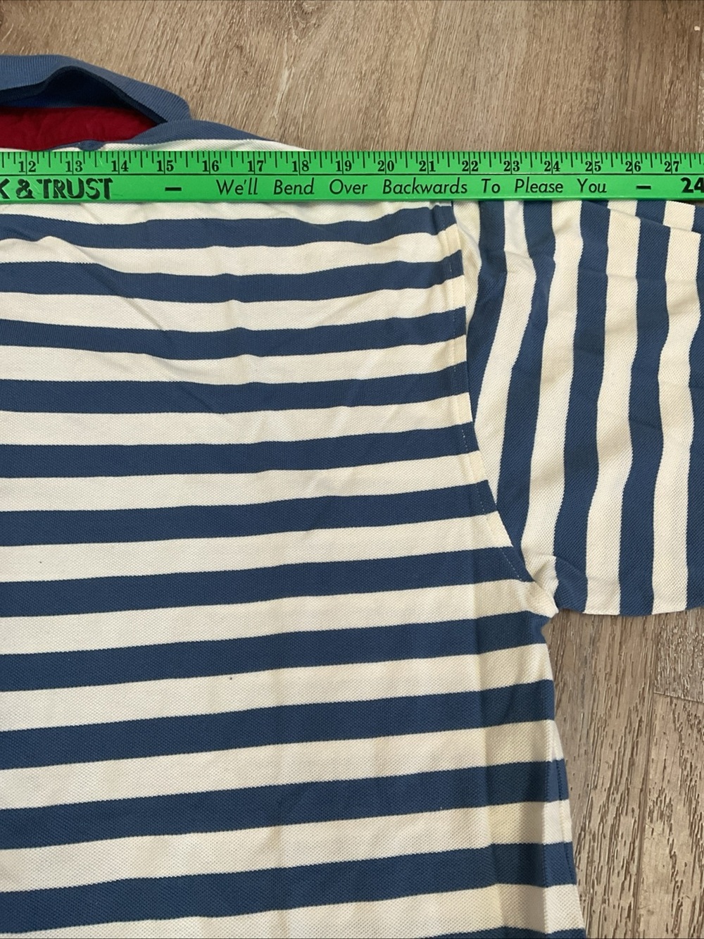 Tommy Hilfiger - Blue and White Striped Long-Sleeve Polo with Red Placket - XL - Picture 7 of 13